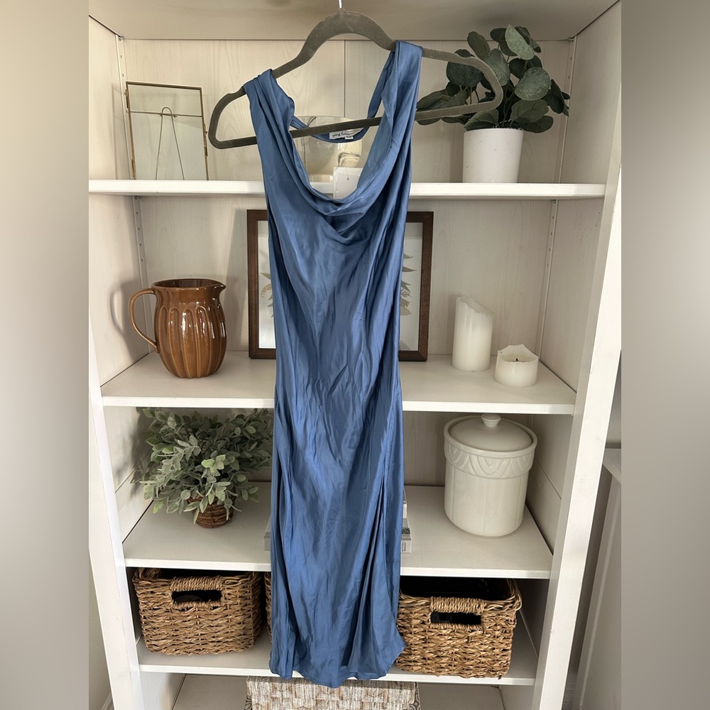 Blue satin dress
